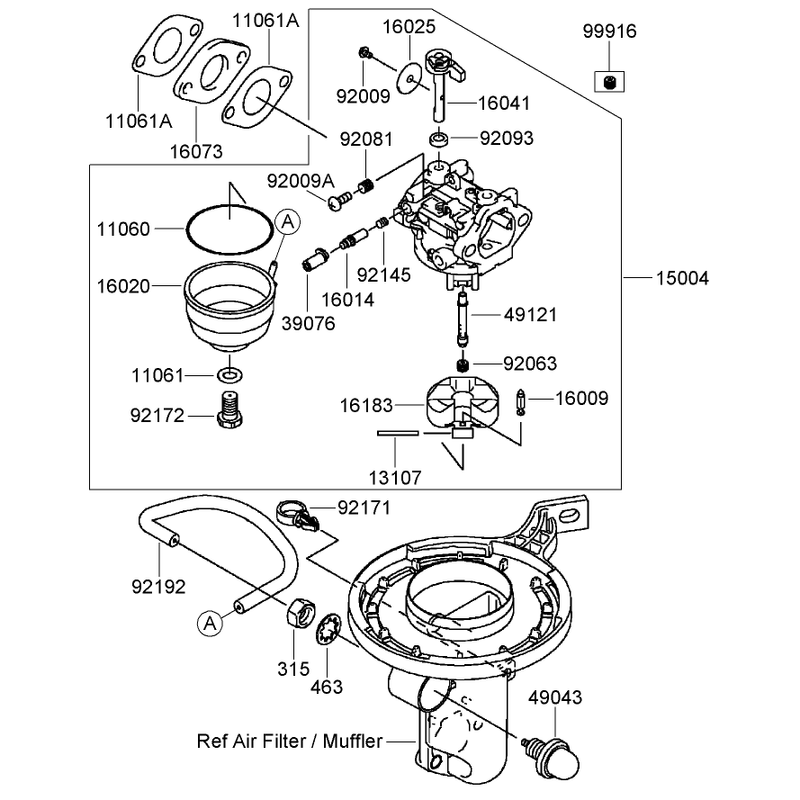 Carburetor Assembly Kawasaki FJ180V-AS36