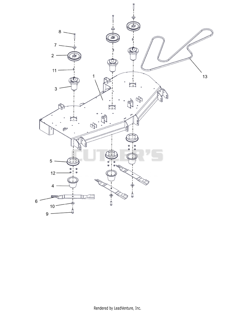 Deck, Belt, Blades and Spindles - 60"