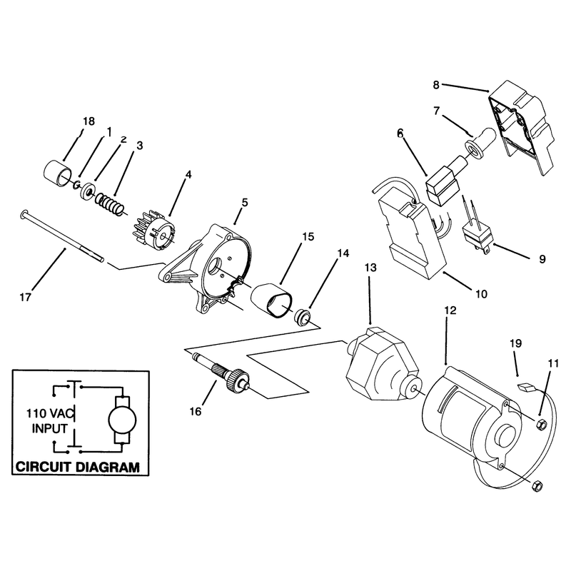 Starter Motor Assembly & Switch Housing (model 38176 Only)