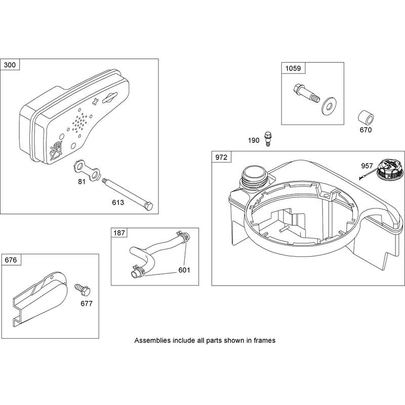Muffler and Fuel Tank Assembly Briggs and Stratton 12H807-2038-B1