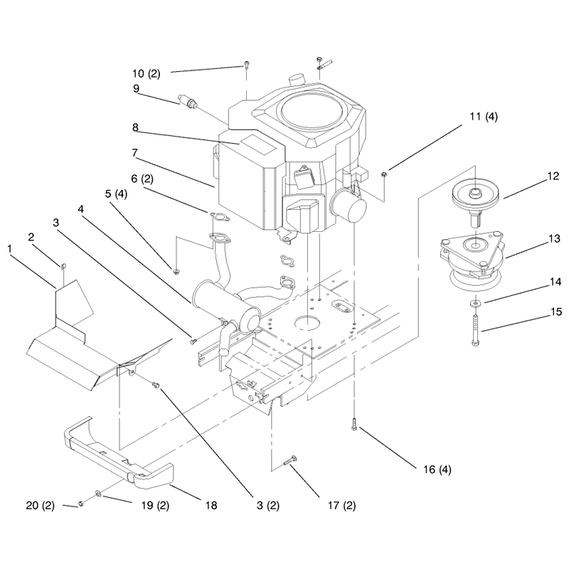 Twin Cylinder Engine Muffler and PTO