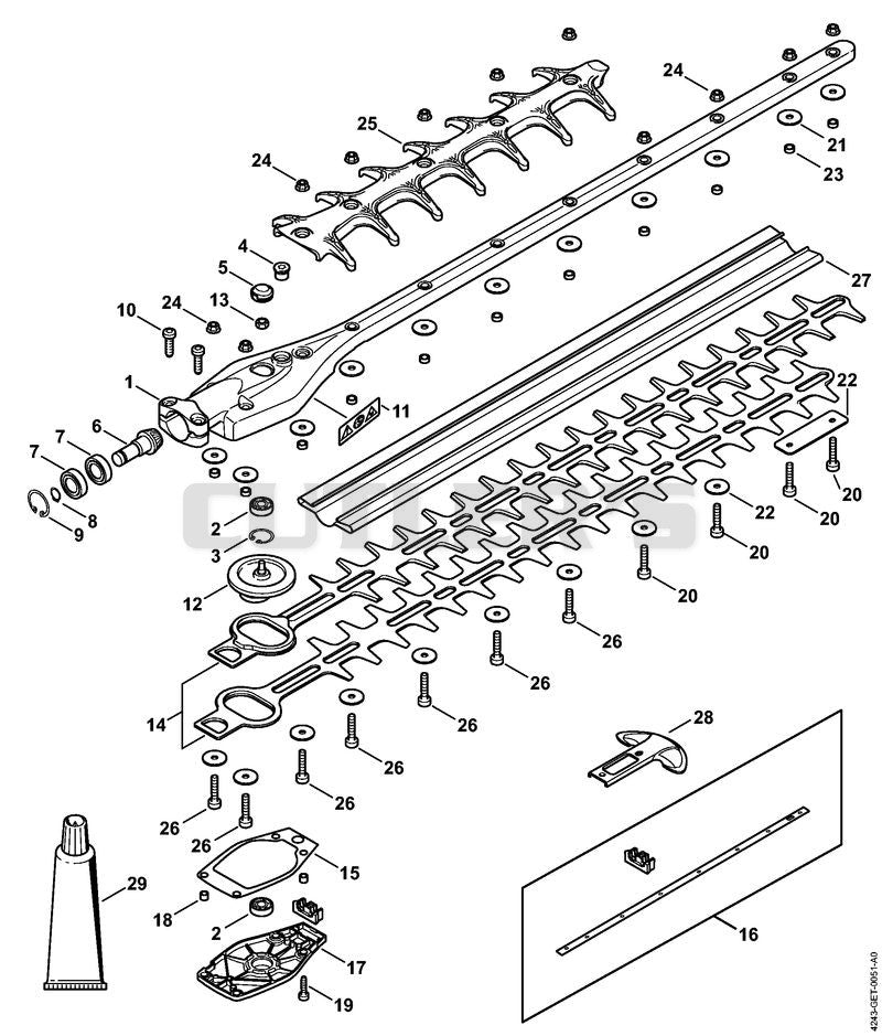Gear head 0° 600 mm