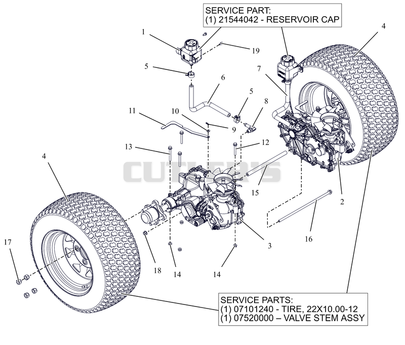 Rear Tires and Transaxles - 44" and 48"