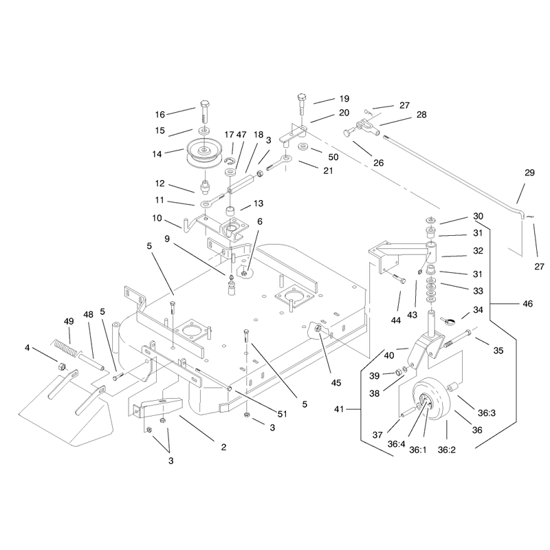 Deck Drive Pulleys and Caster Wheels