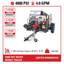 Simpson Mobile Trailer 4000 PSI 4.0 GPM Honda GX390 Gas Hot Water Pressure Washer Trailer (95005)