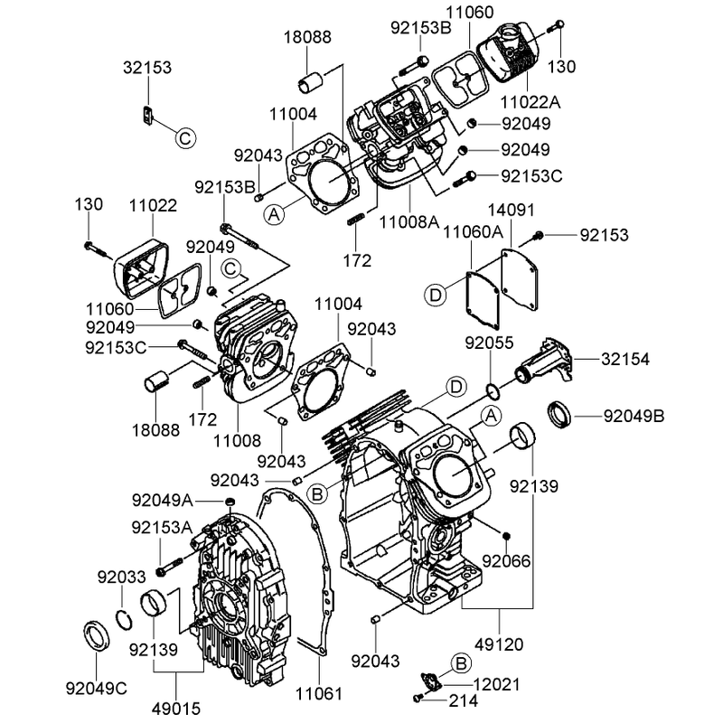 Cylinder and Crankcase Assembly Kawasaki FH770D-AS05
