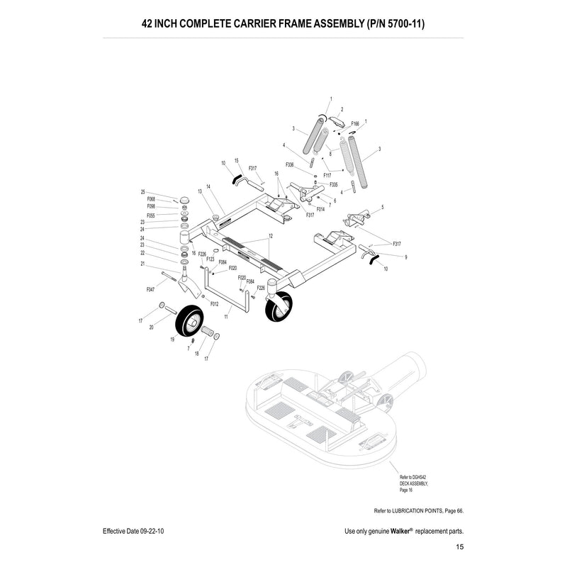 42 INCH COMPLETE CARRIER FRAME ASSEMBLY (P/N 5700-11)