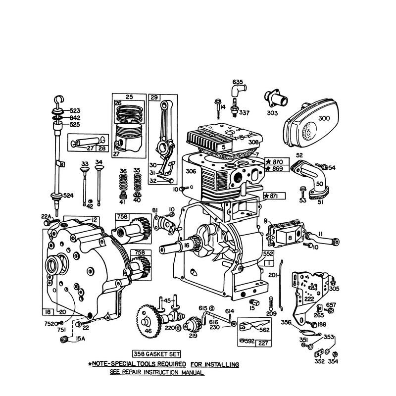 Engine Briggs & Stratton Model No. 252416 Type No. 0141-01