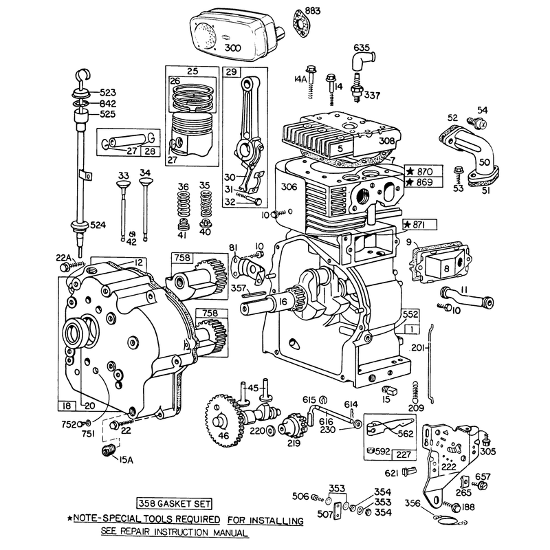 Engine Model No. 252416 Type No. 0190-01(11 H.p. Snowthrower Modbriggs & Stratton