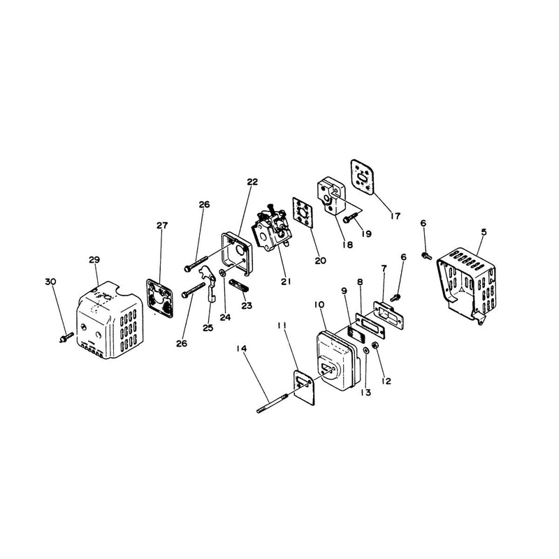Muffler Carburetor and Air Cleaner