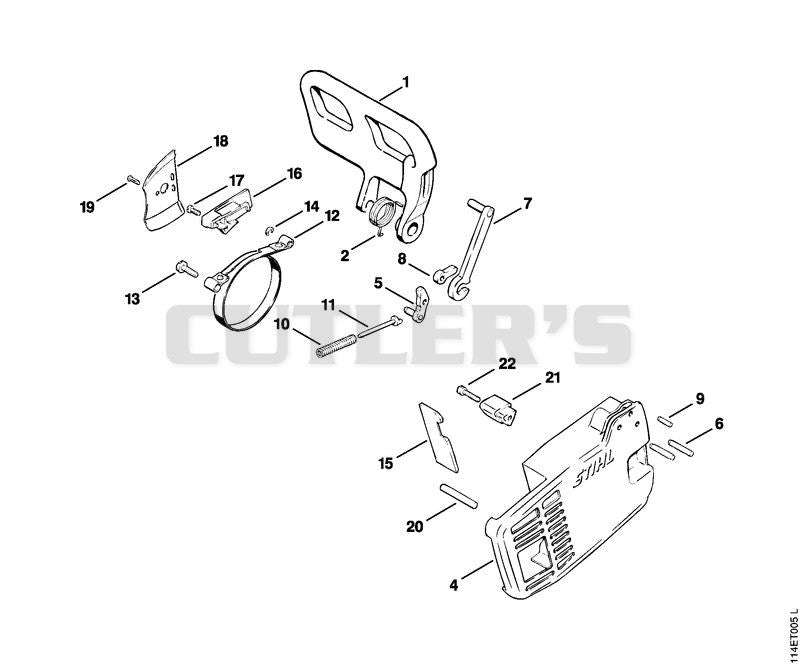 Chain brake, Chain tensioner, Chain sprocket cover
