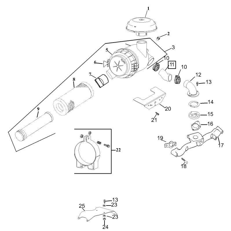 Group 10 Air IntakeFiltration Assembly Kohler CH23S-76569