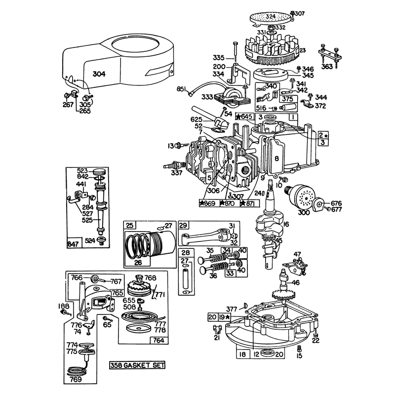 Engine Briggs and Stratton Model 92908-2052-01
