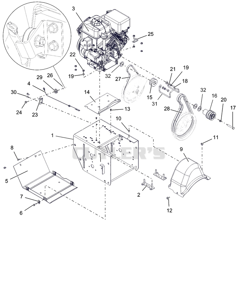 Engine, Frame And Belt Drive - AX 254