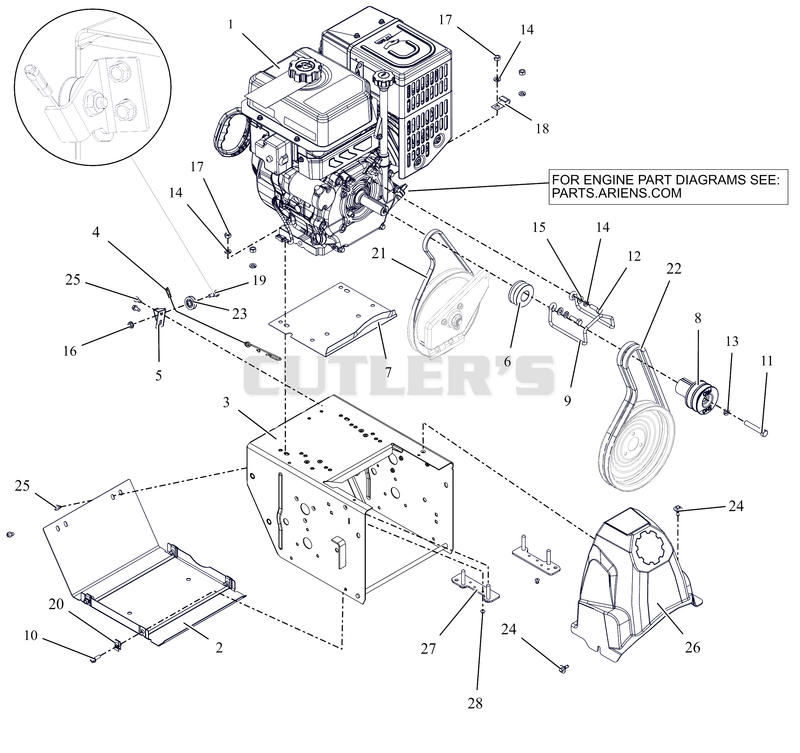 Engine, Frame and Belt Drive _ AX301