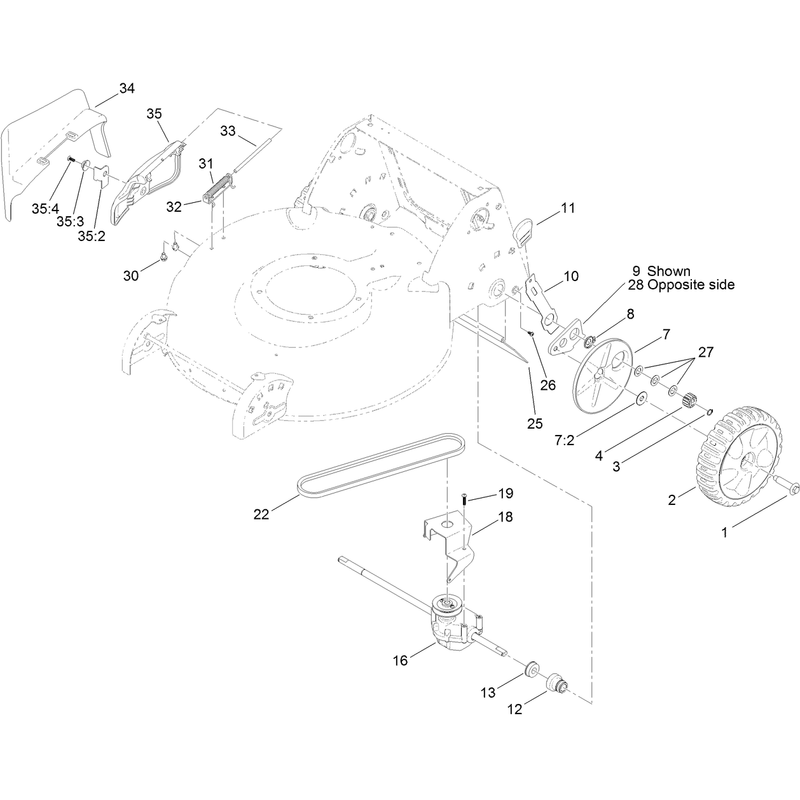 Transmission Rear Wheel and Side Discharge Assembly