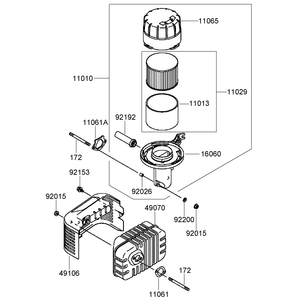 Air Filter and Muffler Assembly Kawasaki FJ180V-AS31