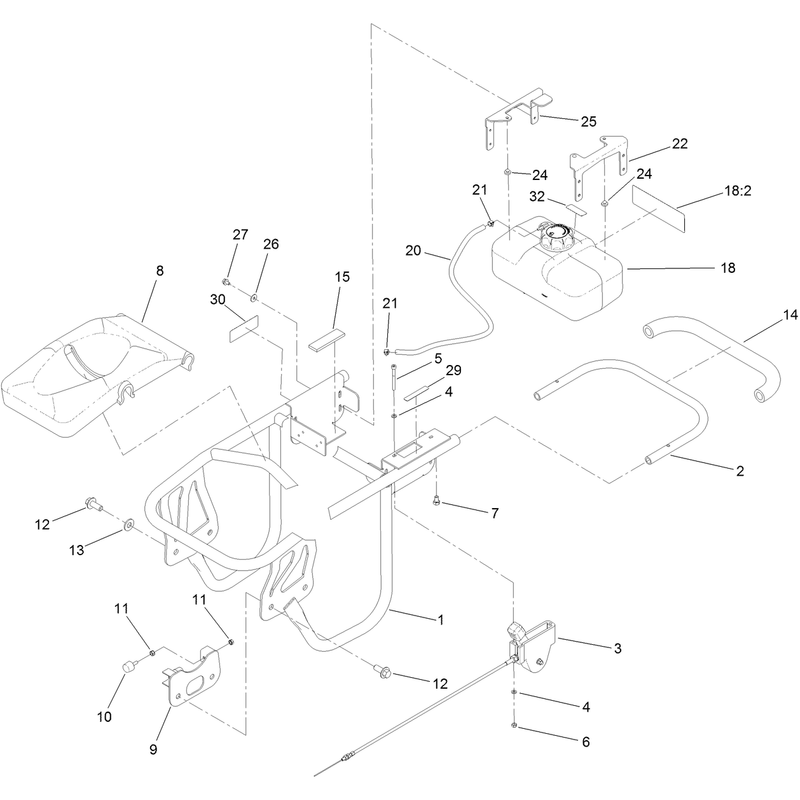 Frame Handle and Fuel Tank Assembly