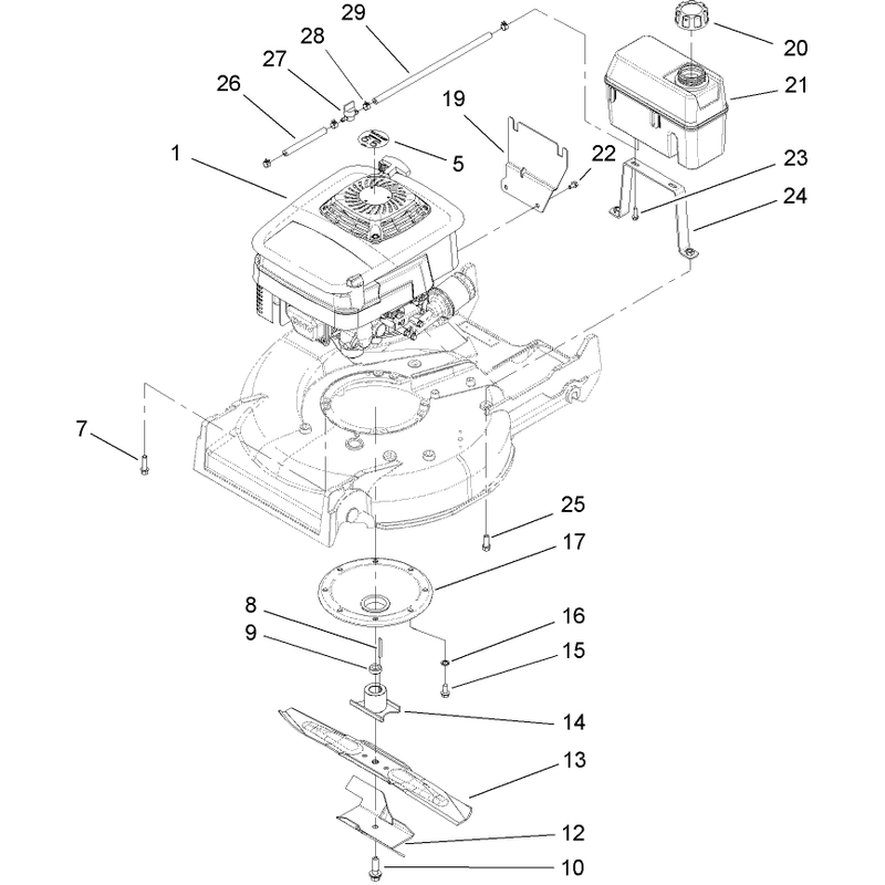 Engine Fuel Tank and Blade Assembly