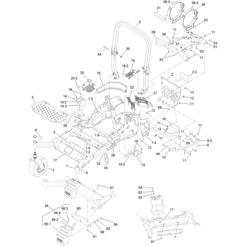 Frame and Caster Wheel Assembly