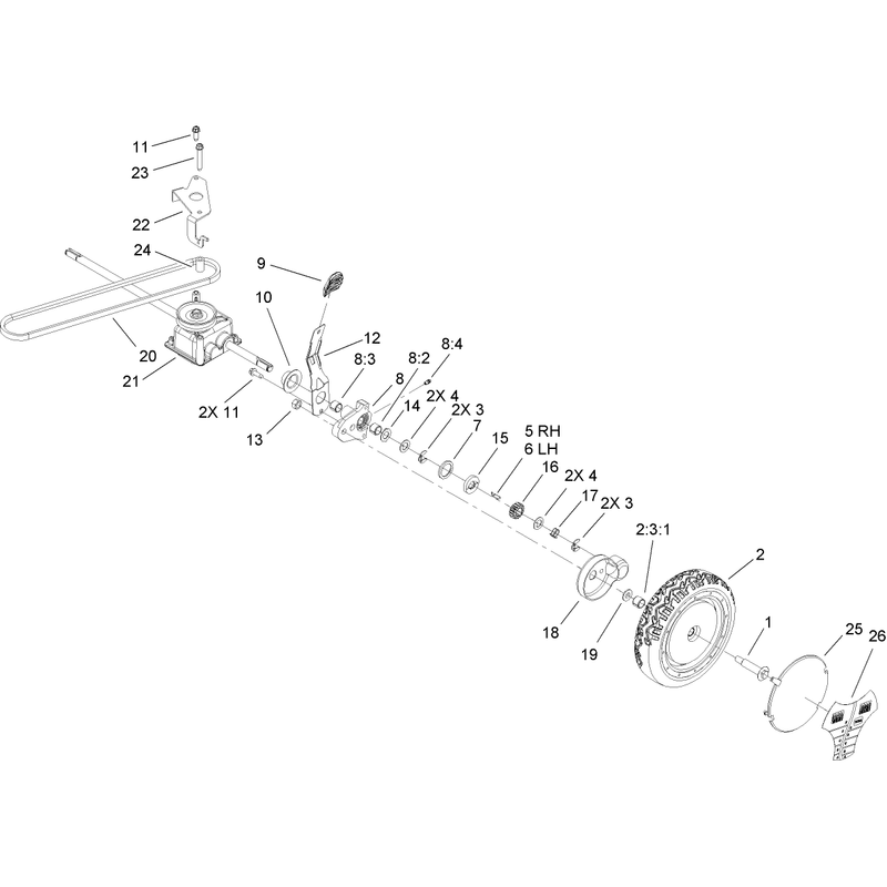 Rear Wheel and Gear Case Assembly