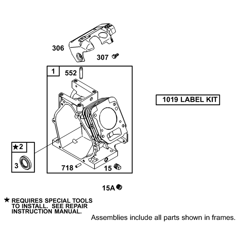 Cylinder Assembly Engine Briggs and Stratton Model 126402-0245-E1