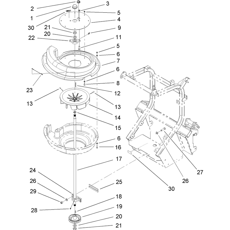 Top Scroll, Fan and Shaft Assembly
