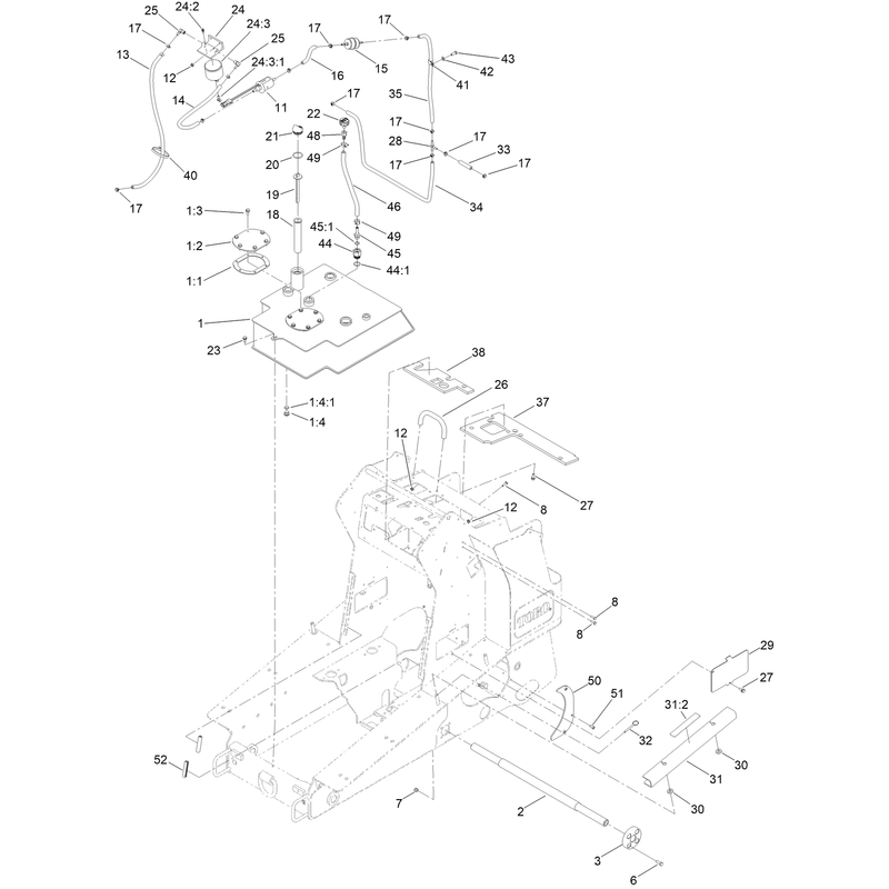 Hydraulic Tank and Track Shaft Assembly
