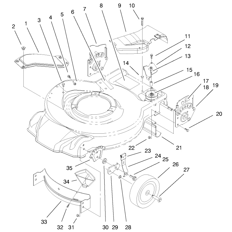 Housing Handle Brackets and Wheel Assembly