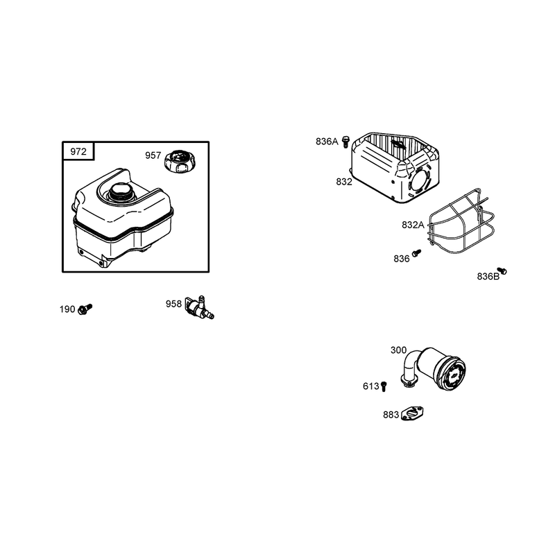 Muffler and Fuel Tank Assembly Briggs and Stratton 126302-0245-E1