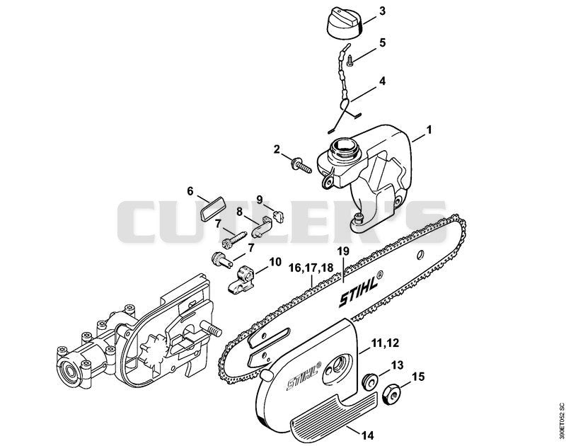 AM - Oil tank, Chain sprocket cover (38.2002)
