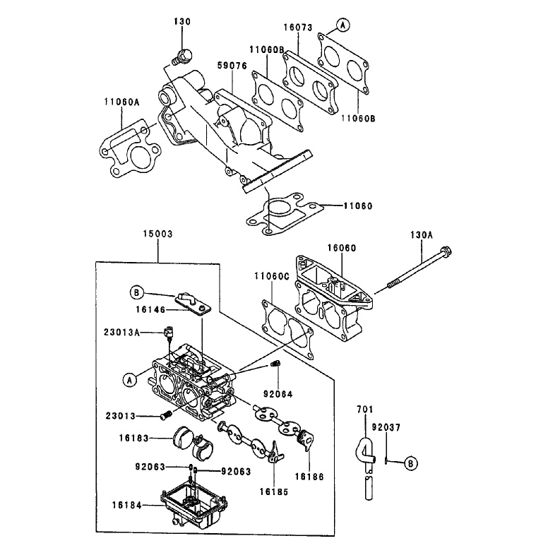 Carburetor Assembly Kawasaki FD750D-AS03