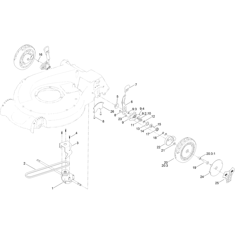 Rear Wheel and Height of Cut Assembly