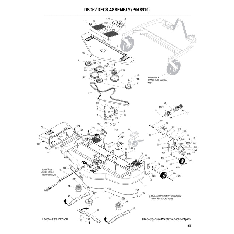 DSD62 DECK ASSEMBLY (P/N 8910)