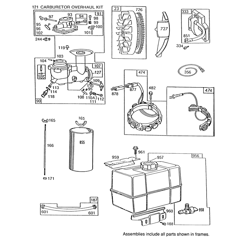 Engine Briggs & Stratton Model 252416 Type 0756-01 & 0757-01 (model No. 38580 & 38565)