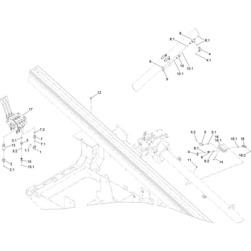 3 Spool Hydraulic Valve and Fitting Assembly