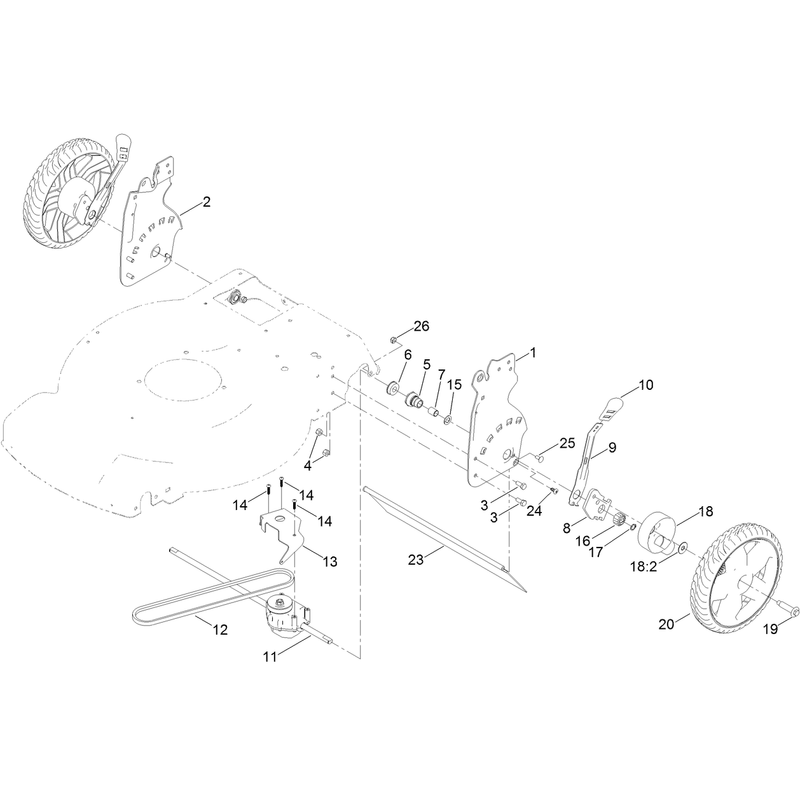 Rear Wheel and Height of Cut Assembly