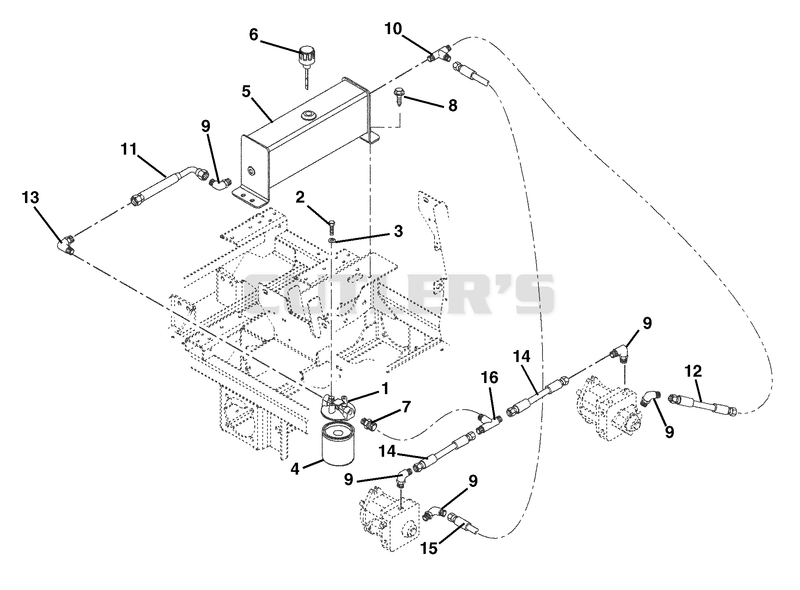 Hydraulic Tank, Filter And Pump To Tank Circuit