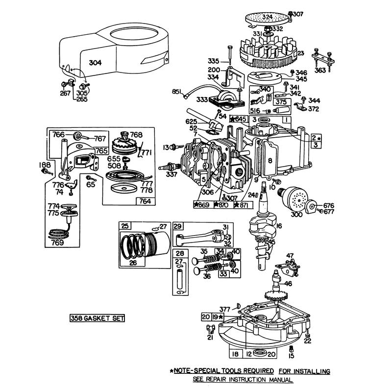 Engine Briggs and Stratton Model No 92908-2054-02
