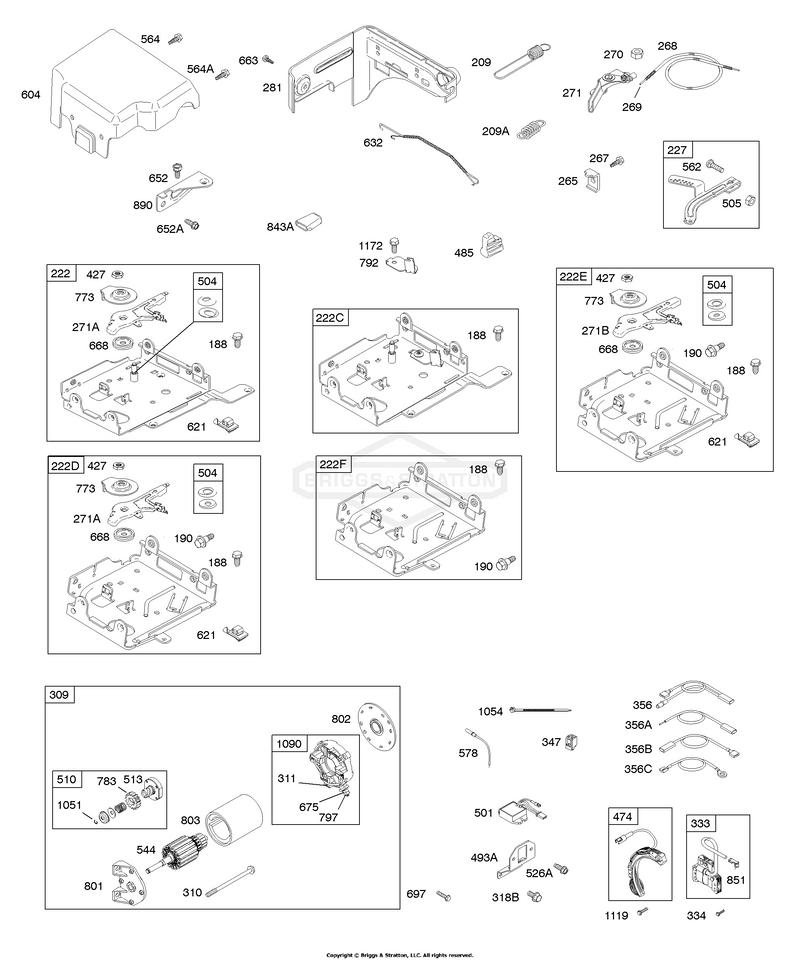 Controls, Electric Starter, Governor Springs, Ignition