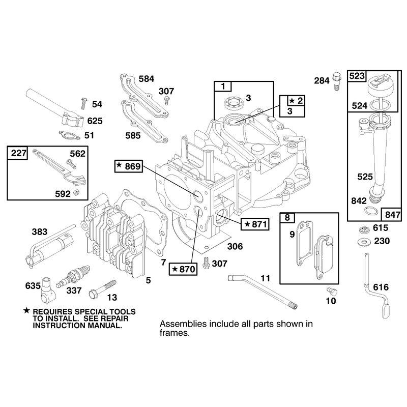 Engine Briggs and Stratton Model 12h807-1760-E1 Model No 20021 Serial No 9940000 - 9941632
