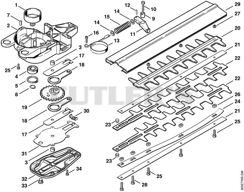 Gear housing, Cutter bar 420mm / 17"