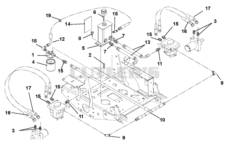 Hydraulic Tank, Filter, Motors and Pump to Tank Circuit