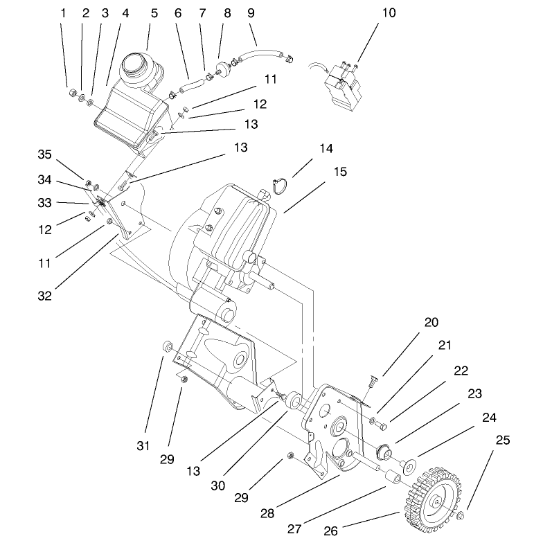 Engine and Gas Tank Assembly