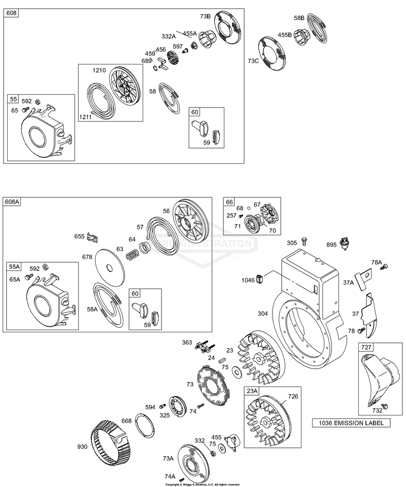 Blower Housing/Shrouds, Flywheel, Rewind