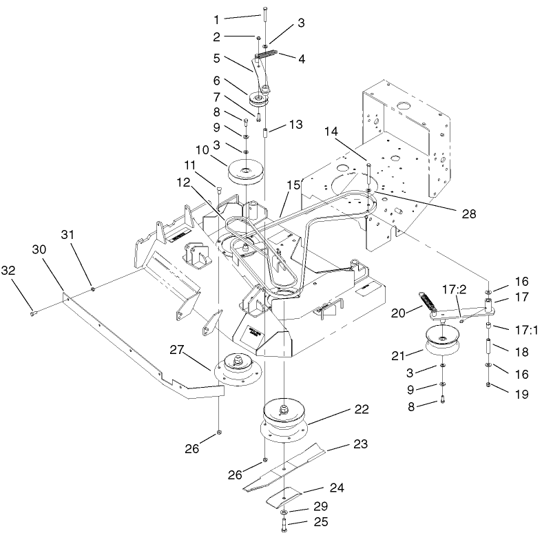 Spindles Pulleys and Belts Assembly
