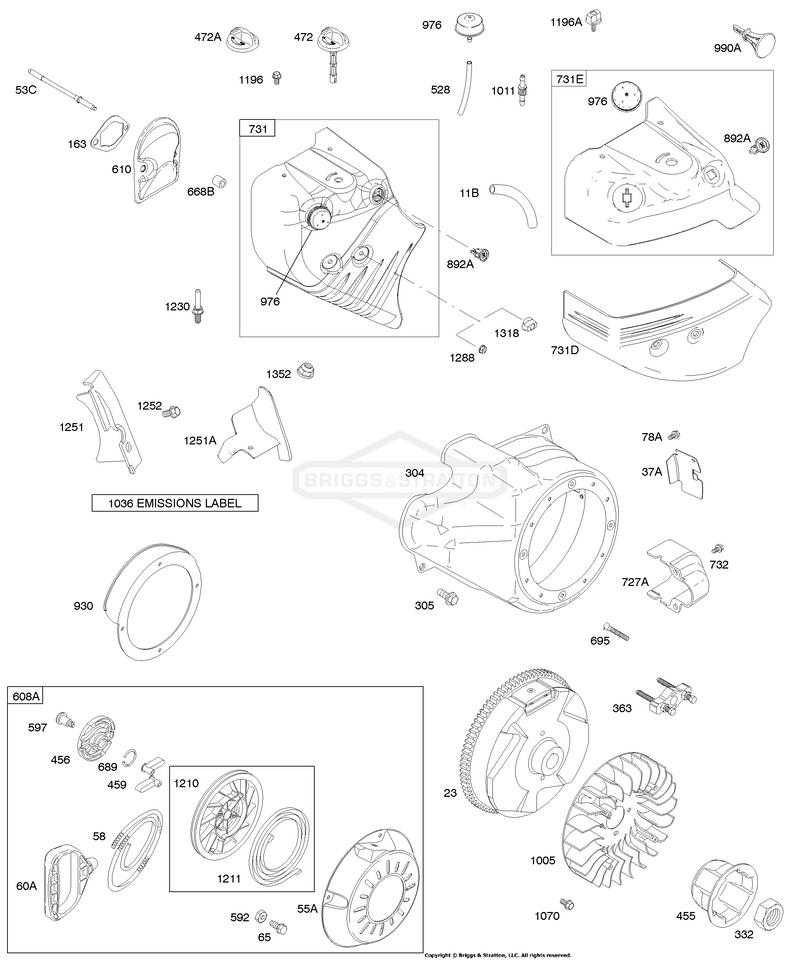 Blower Housing/Shrouds, Flywheel, Rewind Starter