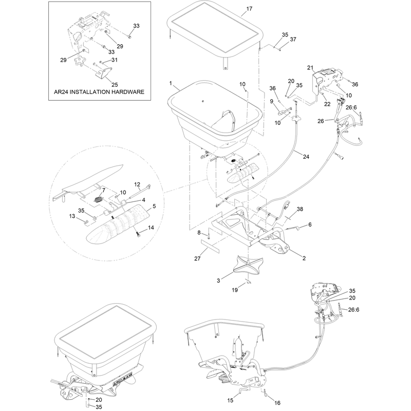 Spreader Hopper and Frame Assembly