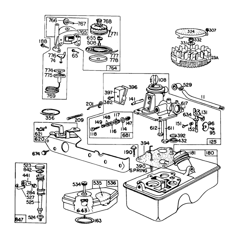 Carburetor and Rewind Starter Assembly