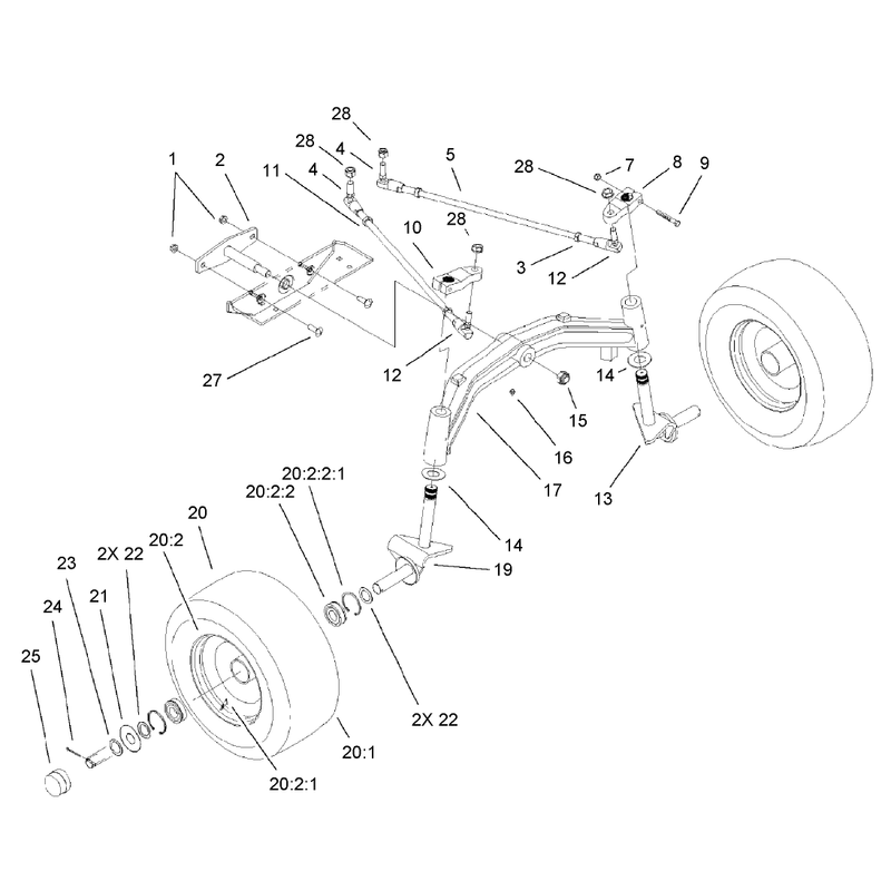 Tie Rod Spindle and Front Axle Assembly